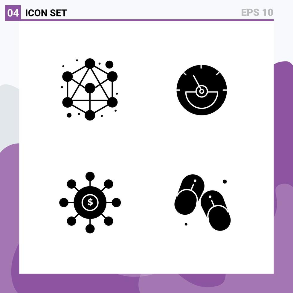 groep van 4 modern solide glyphs reeks voor verbinding verbinding ampère energie financieel bewerkbare vector ontwerp elementen