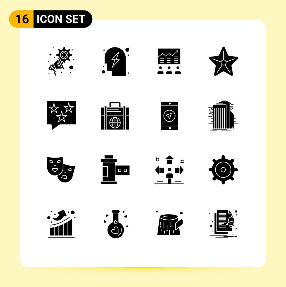reeks van 16 modern ui pictogrammen symbolen tekens voor ster strand team succes inspanningen bewerkbare vector ontwerp elementen