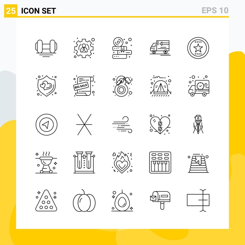 verzameling van 25 universeel lijn pictogrammen icoon reeks voor web en mobiel vector