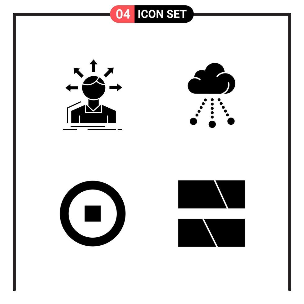 reeks van 4 solide stijl pictogrammen voor web en mobiel glyph symbolen voor afdrukken solide icoon tekens geïsoleerd Aan wit achtergrond 4 icoon reeks vector