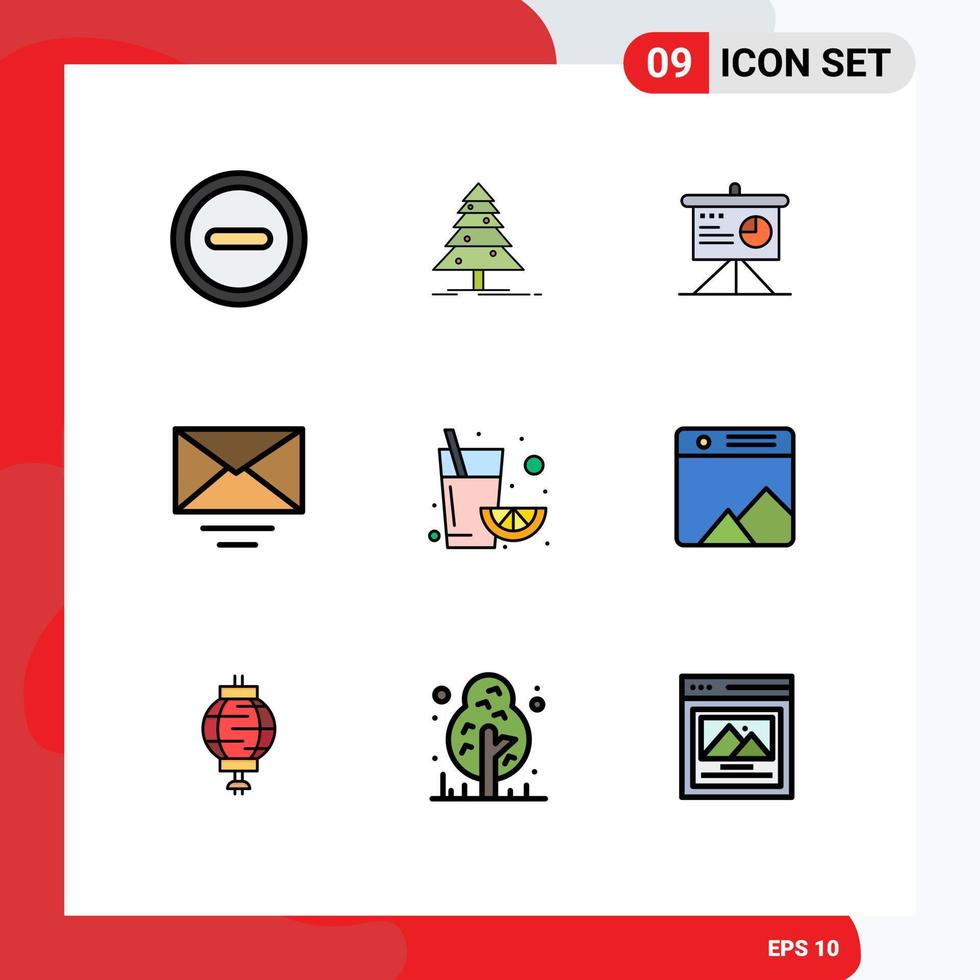 9 creatief pictogrammen modern tekens en symbolen van beeld sap analytics fruit e-mail bewerkbare vector ontwerp elementen