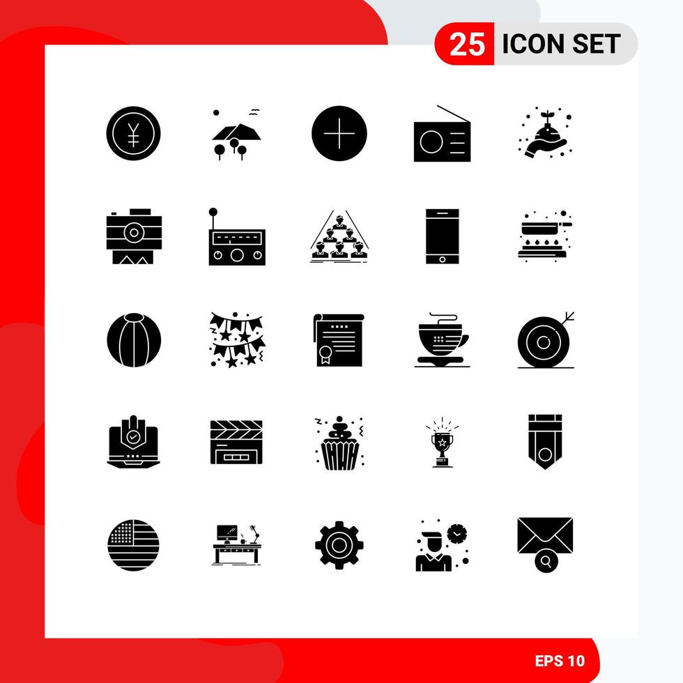 universeel icoon symbolen groep van 25 modern solide glyphs van toenemen technologie toevoegen radio apparaten bewerkbare vector ontwerp elementen