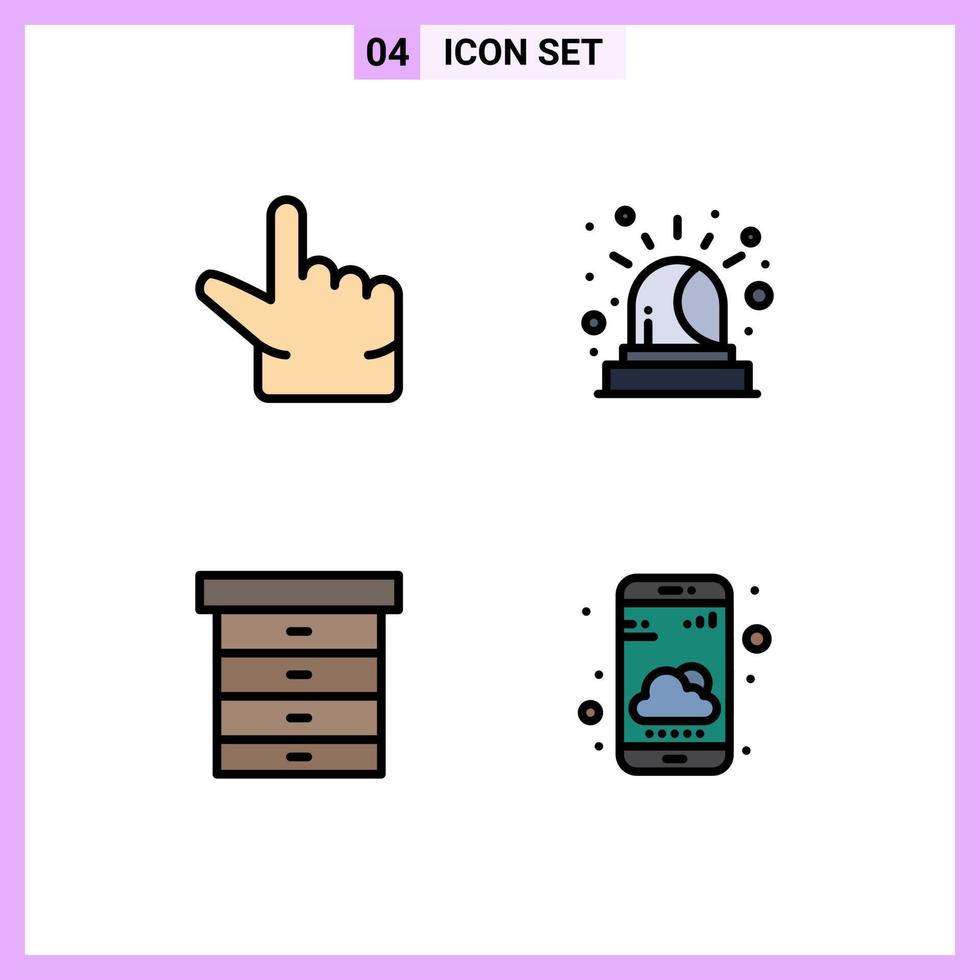 reeks van 4 modern ui pictogrammen symbolen tekens voor snuifje smartphone noodgeval lade weer app bewerkbare vector ontwerp elementen