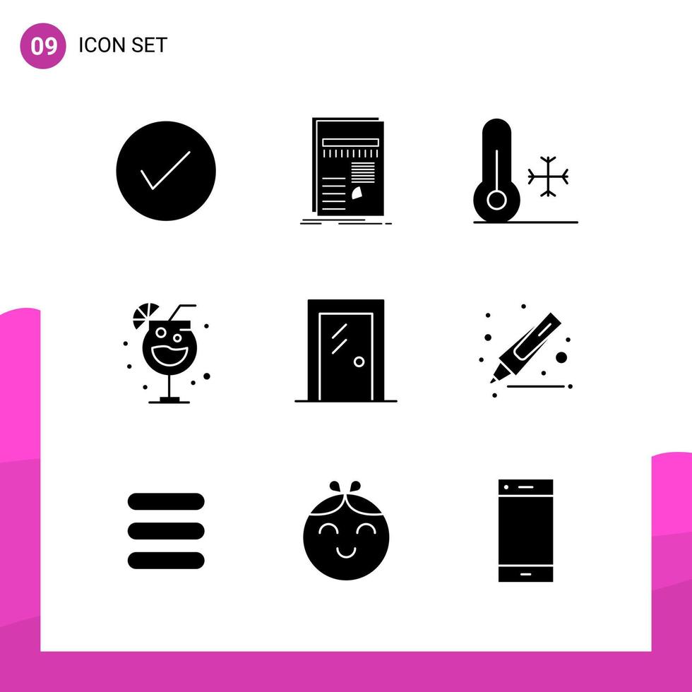 glyph icoon reeks pak van 9 solide pictogrammen geïsoleerd Aan wit achtergrond voor snel reagerend website ontwerp afdrukken en mobiel toepassingen vector