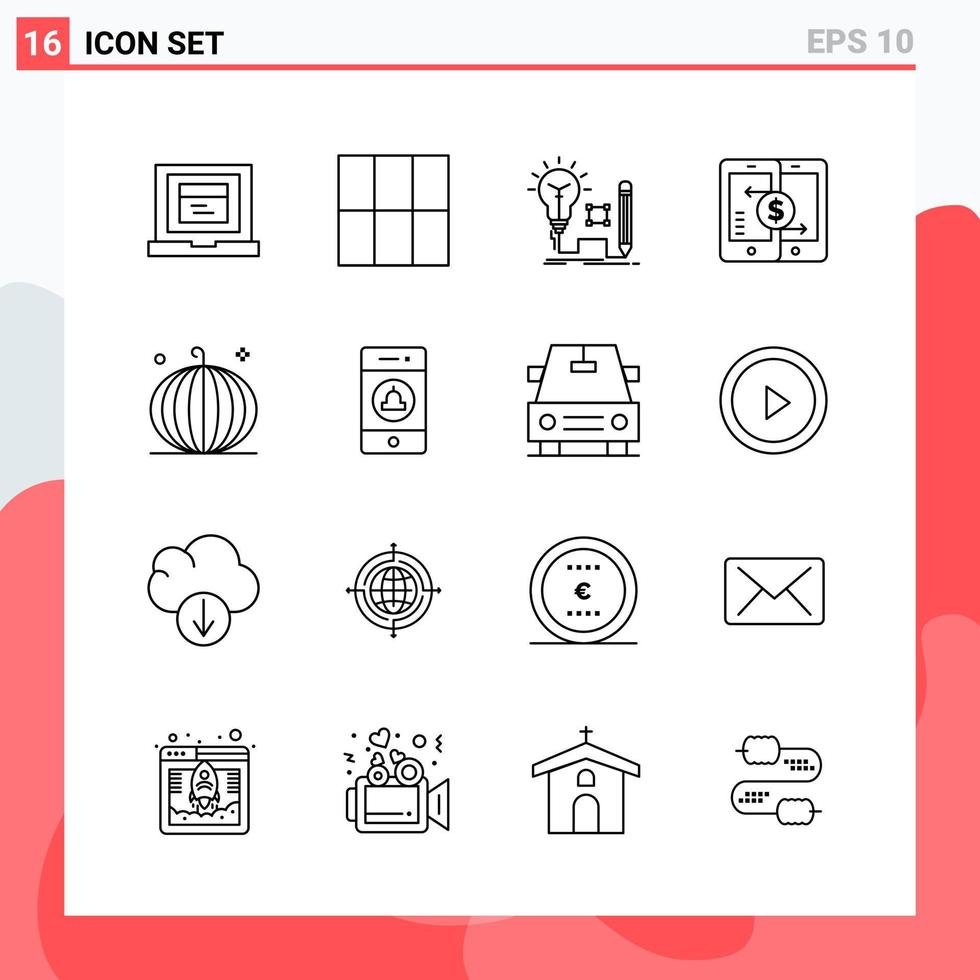 verzameling van 16 vector pictogrammen in lijn stijl modern schets symbolen voor web en mobiel lijn icoon teken geïsoleerd Aan wit achtergrond 16 pictogrammen