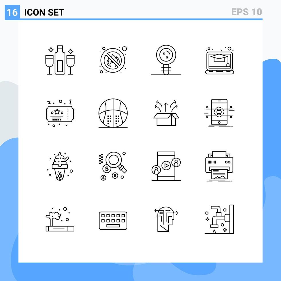 groep van 16 modern contouren reeks voor ticket online plaats onderwijs dna bewerkbare vector ontwerp elementen