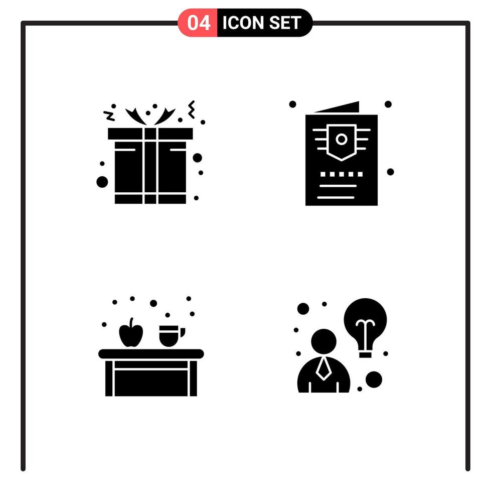 reeks van 4 solide stijl pictogrammen voor web en mobiel glyph symbolen voor afdrukken solide icoon tekens geïsoleerd Aan wit achtergrond 4 icoon reeks vector