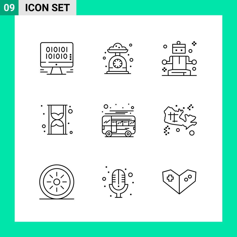 pak van 9 lijn stijl icoon reeks schets symbolen voor afdrukken creatief tekens geïsoleerd Aan wit achtergrond 9 icoon reeks vector