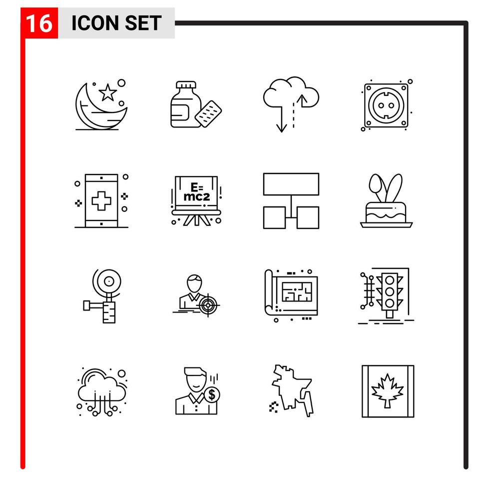 16 algemeen pictogrammen voor website ontwerp afdrukken en mobiel apps 16 schets symbolen tekens geïsoleerd Aan wit achtergrond 16 icoon pak vector