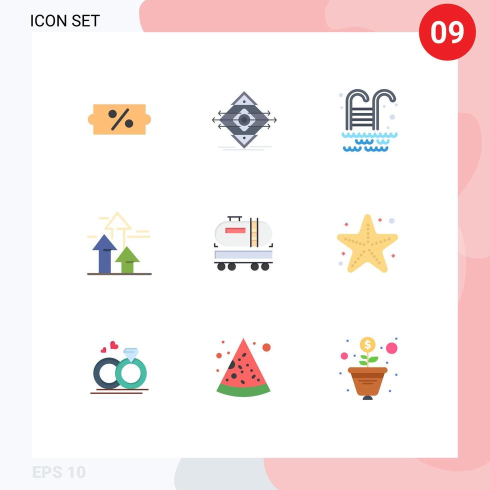 reeks van 9 reclame vlak kleuren pak voor dumper limieten zwemmen zwembad vooruit breken bewerkbare vector ontwerp elementen