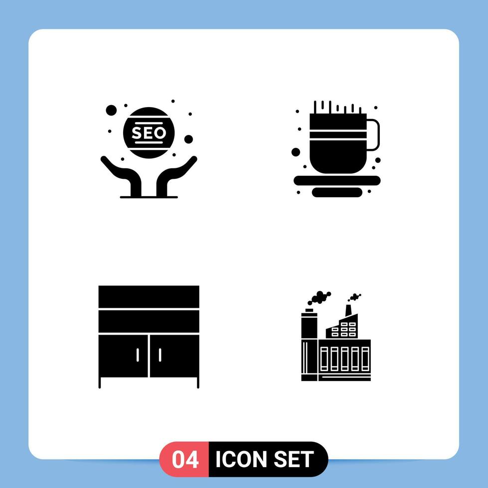 reeks van 4 modern ui pictogrammen symbolen tekens voor bedrijf kast seo kop interieur bewerkbare vector ontwerp elementen