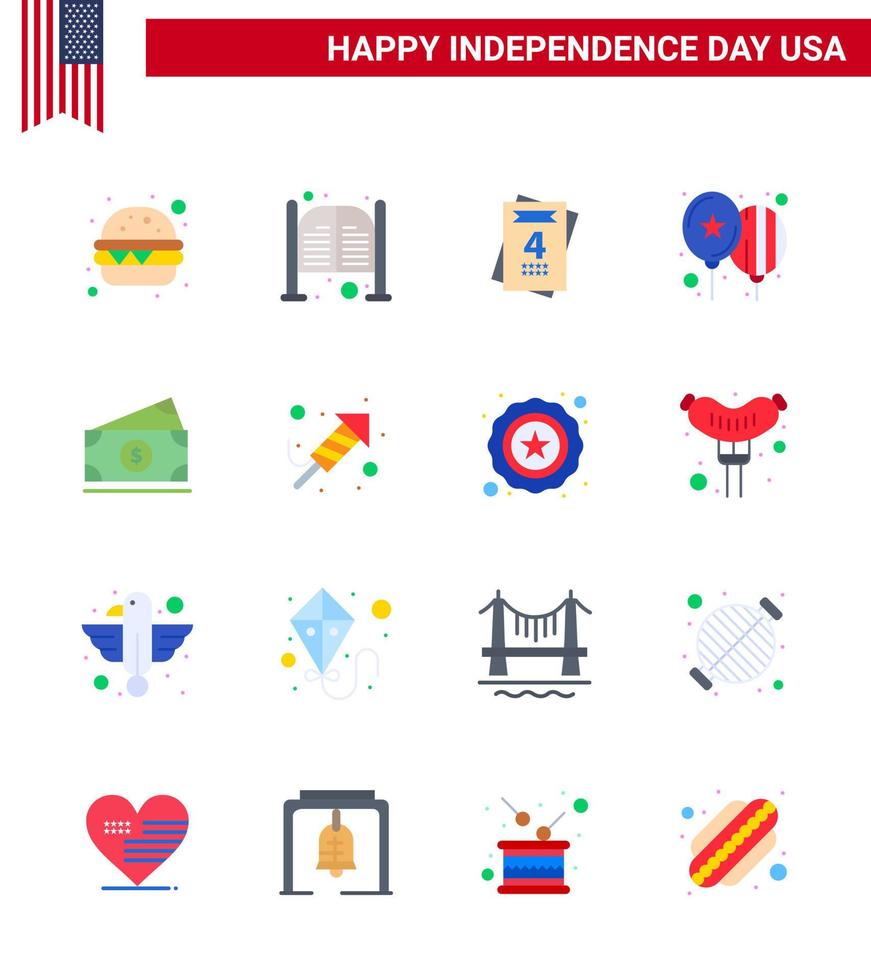 reeks van 16 Verenigde Staten van Amerika dag pictogrammen Amerikaans symbolen onafhankelijkheid dag tekens voor Amerikaan dollar uitnodiging partij vieren bewerkbare Verenigde Staten van Amerika dag vector ontwerp elementen