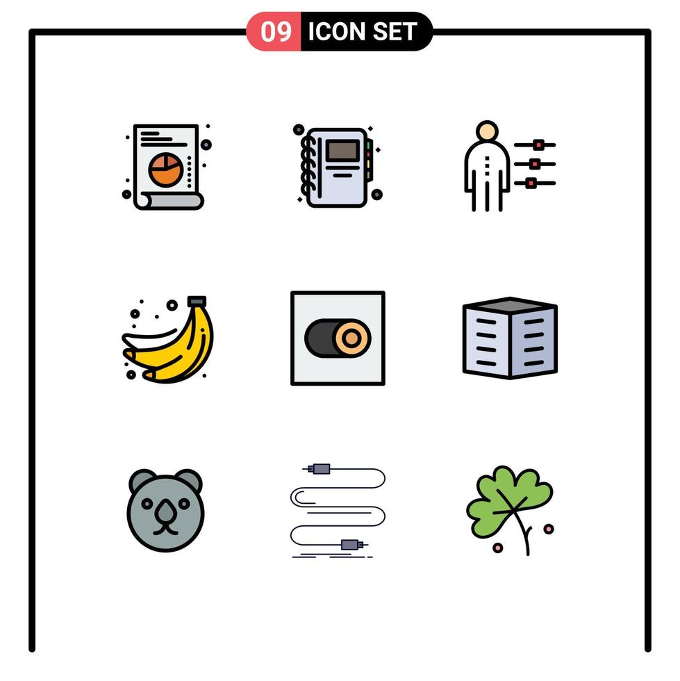 voorraad vector icoon pak van 9 lijn tekens en symbolen voor wisselen instellingen baan fruit voedsel bewerkbare vector ontwerp elementen