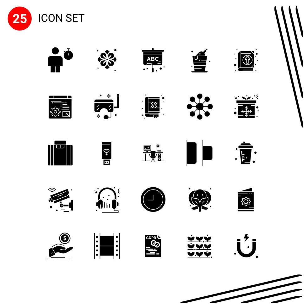 25 gebruiker koppel solide glyph pak van modern tekens en symbolen van Pasen boek projector partij verjaardag bewerkbare vector ontwerp elementen