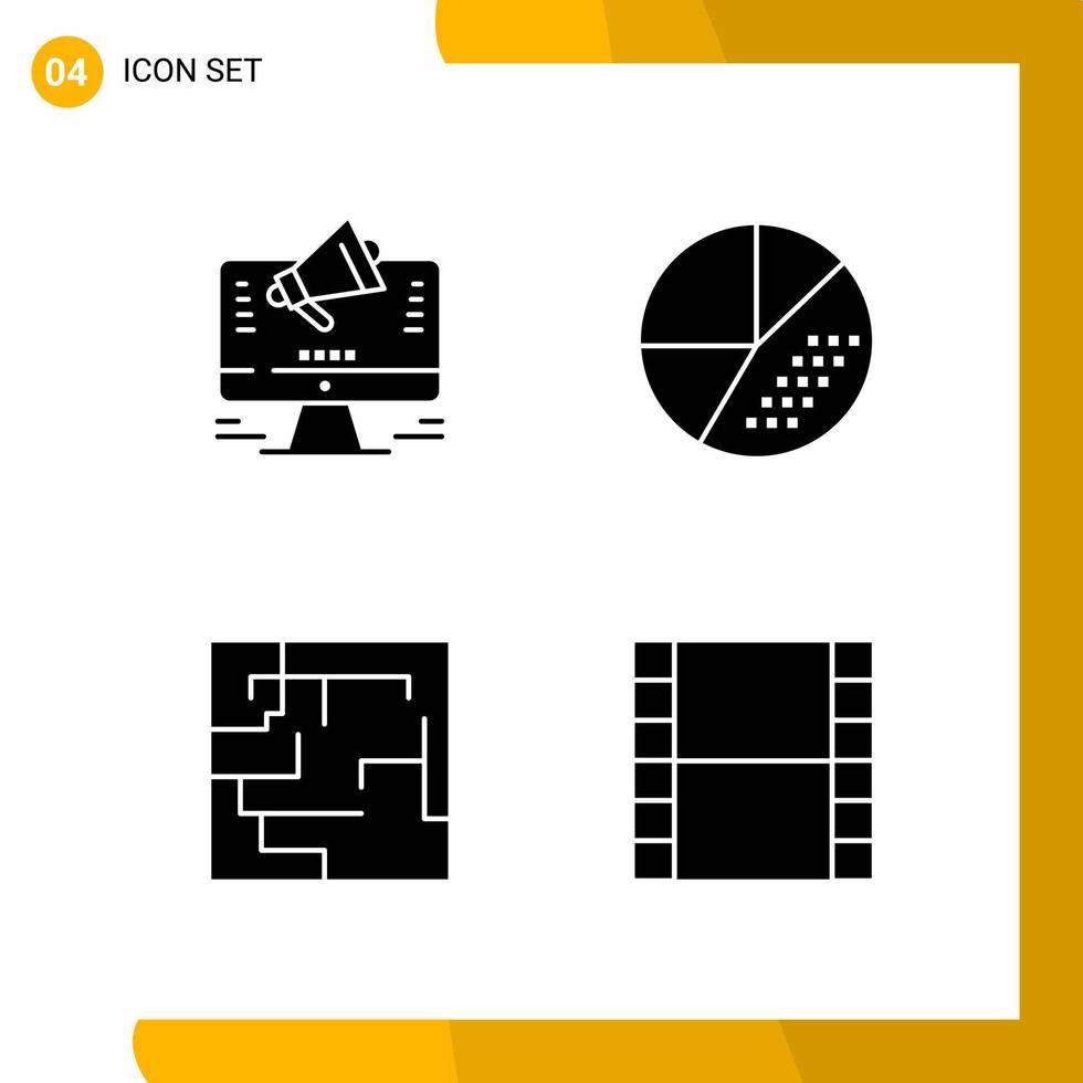 4 icoon reeks solide stijl icoon pak glyph symbolen geïsoleerd Aan wit achtergrondkleur voor snel reagerend website ontwerpen vector