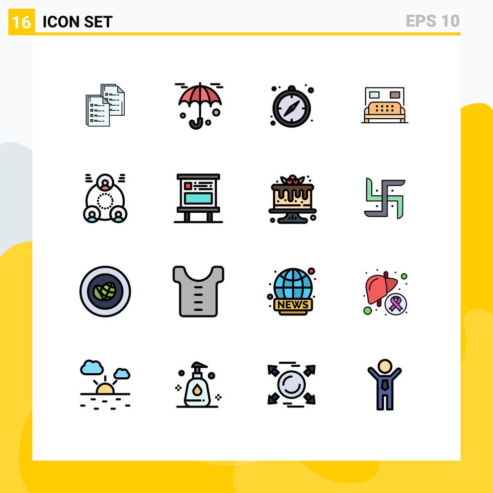 voorraad vector icoon pak van 16 lijn tekens en symbolen voor werknemer onderhoud paraplu slaapkamer hotel bewerkbare creatief vector ontwerp elementen