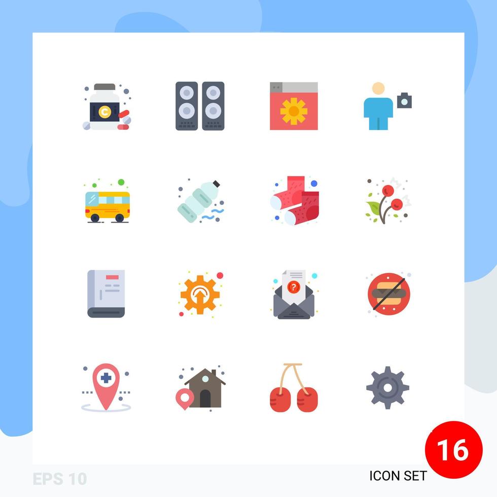16 thematisch vector vlak kleuren en bewerkbare symbolen van openbaar foto web menselijk lichaam bewerkbare pak van creatief vector ontwerp elementen