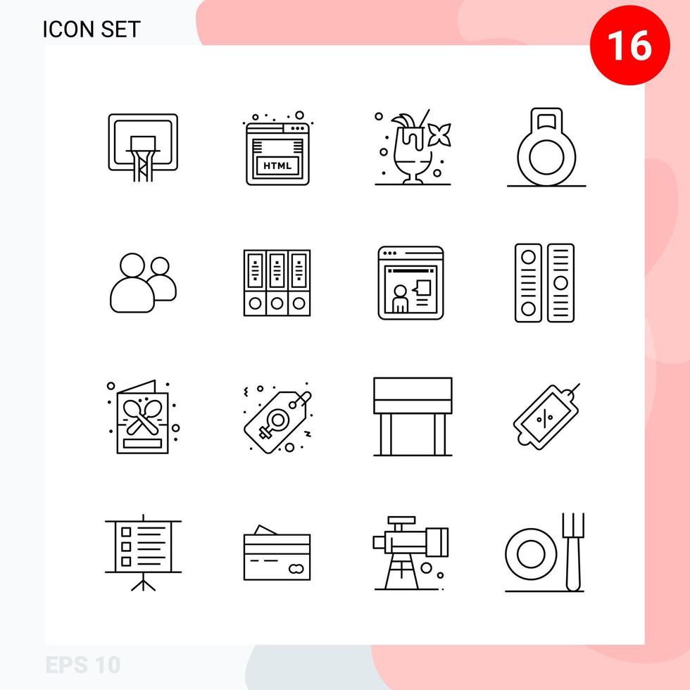 vector pak van 16 pictogrammen in lijn stijl creatief schets pak geïsoleerd Aan wit achtergrond voor web en mobiel