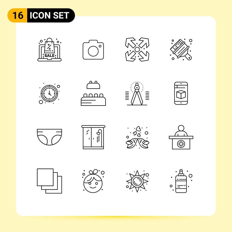 16 gebruiker koppel schets pak van modern tekens en symbolen van muur klok klok pijlen borstel kunsten bewerkbare vector ontwerp elementen