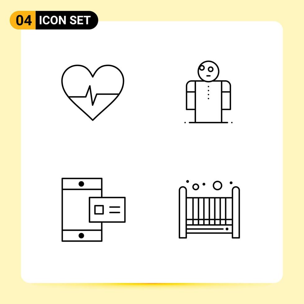 voorraad vector icoon pak van 4 lijn tekens en symbolen voor ritme krijt armen persoon baby bewerkbare vector ontwerp elementen