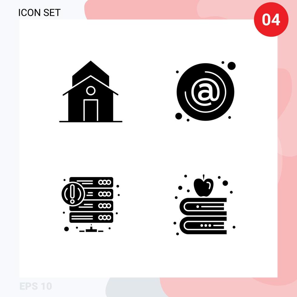 4 universeel solide glyphs reeks voor web en mobiel toepassingen gebouw mail gemeentelijk Bij fout bewerkbare vector ontwerp elementen