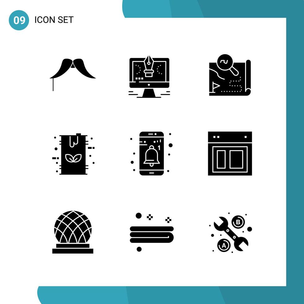 vector pak van 9 glyph symbolen solide stijl icoon reeks Aan wit achtergrond voor web en mobiel