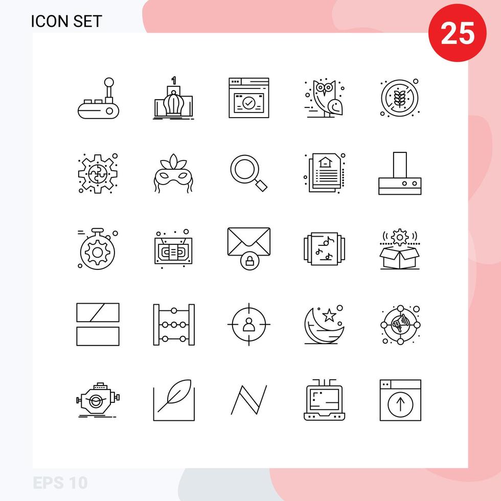 reeks van 25 modern ui pictogrammen symbolen tekens voor Nee eetpatroon uil Koninklijk halloween website bewerkbare vector ontwerp elementen