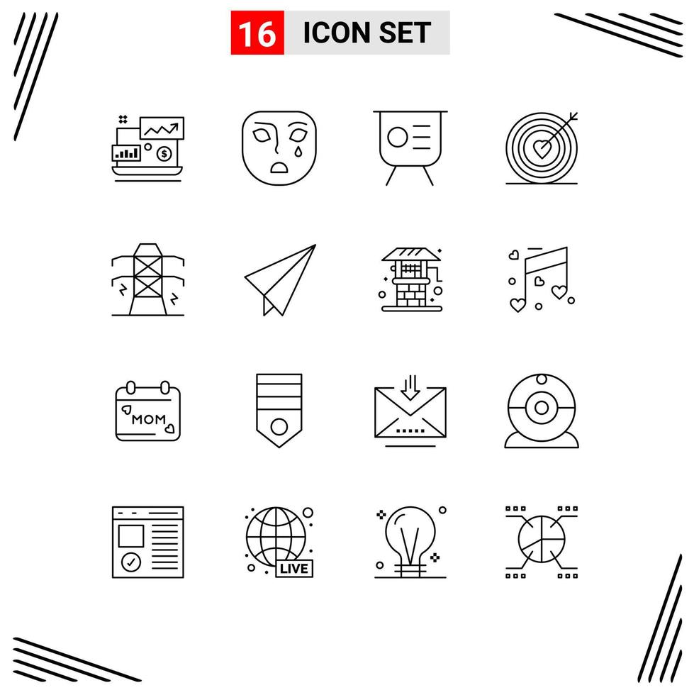 16 creatief pictogrammen modern tekens en symbolen van elektriciteit doelwit financiën liefde presentatie bewerkbare vector ontwerp elementen