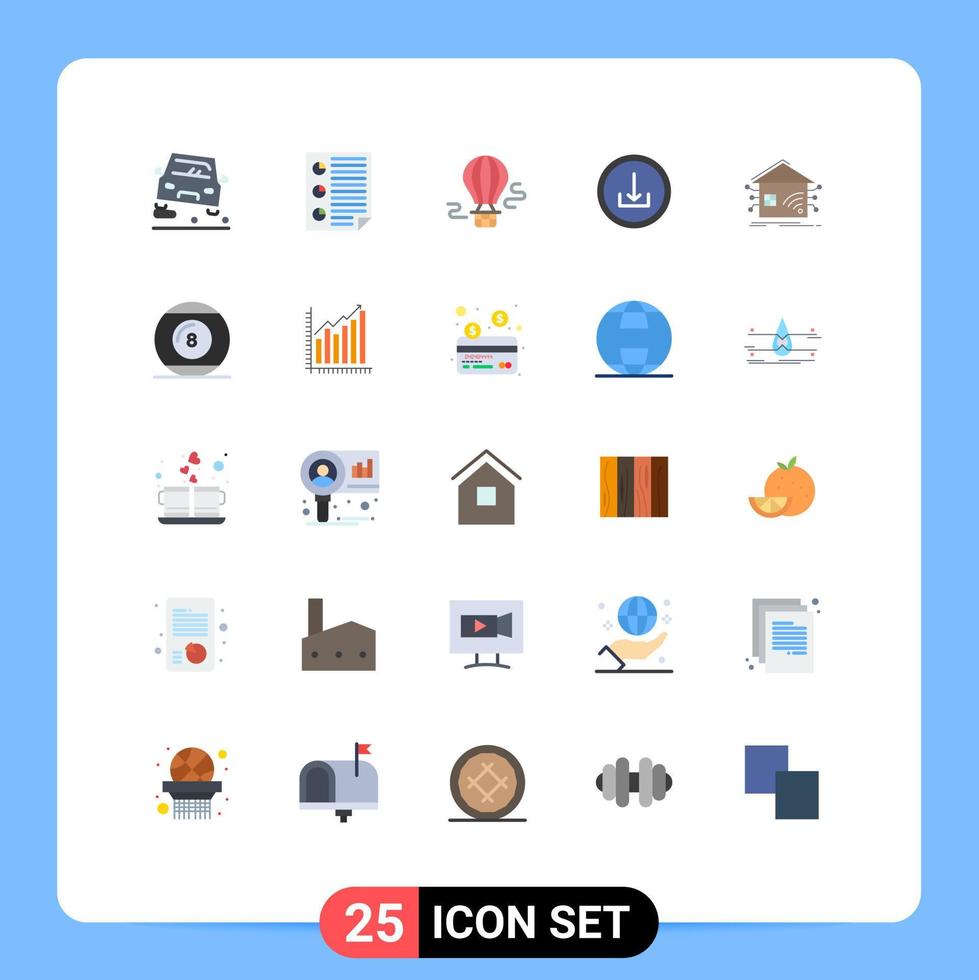 mobiel koppel vlak kleur reeks van 25 pictogrammen van automatisering downloaden verslag doen van eenvoudig vervoer bewerkbare vector ontwerp elementen
