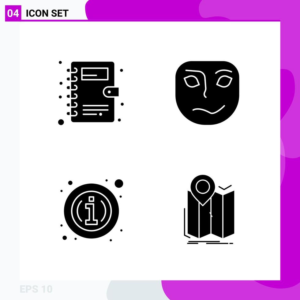 solide icoon reeks pak van 4 glyph pictogrammen geïsoleerd Aan wit achtergrond voor web afdrukken en mobiel vector