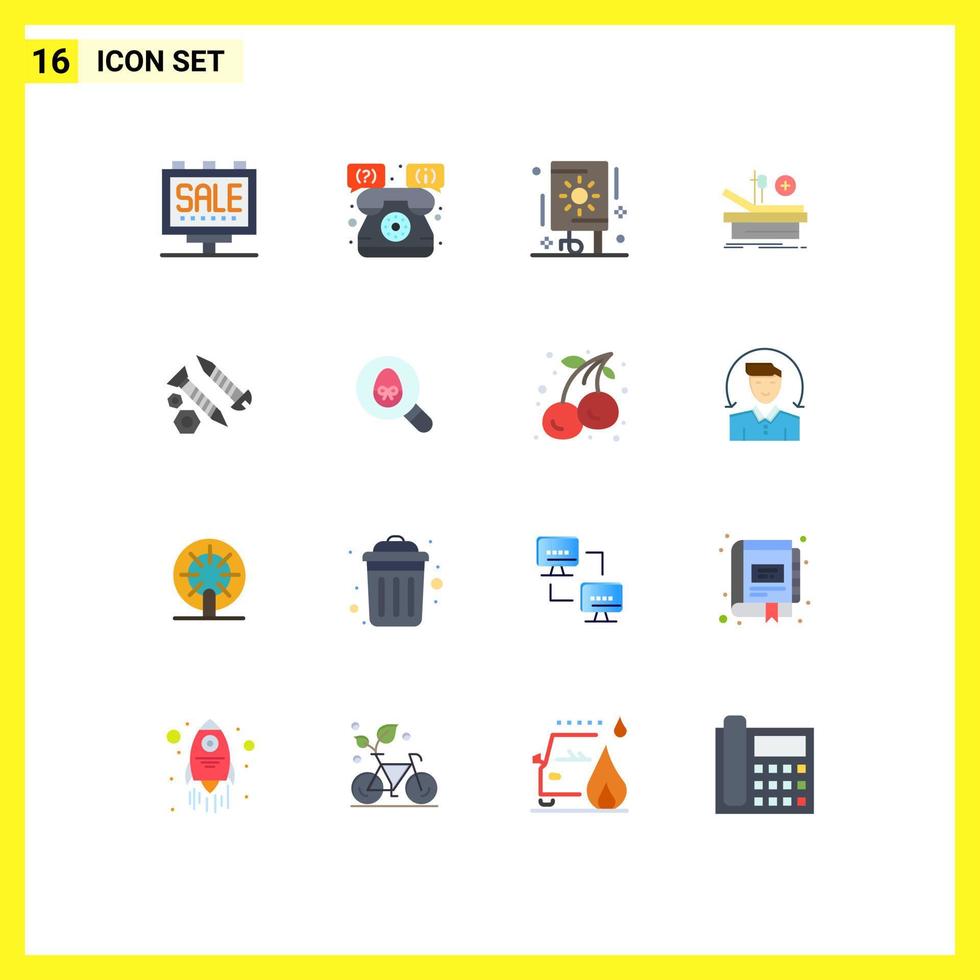 16 vlak kleur concept voor websites mobiel en apps gebouw ziekenhuis viering medisch operatie bewerkbare pak van creatief vector ontwerp elementen