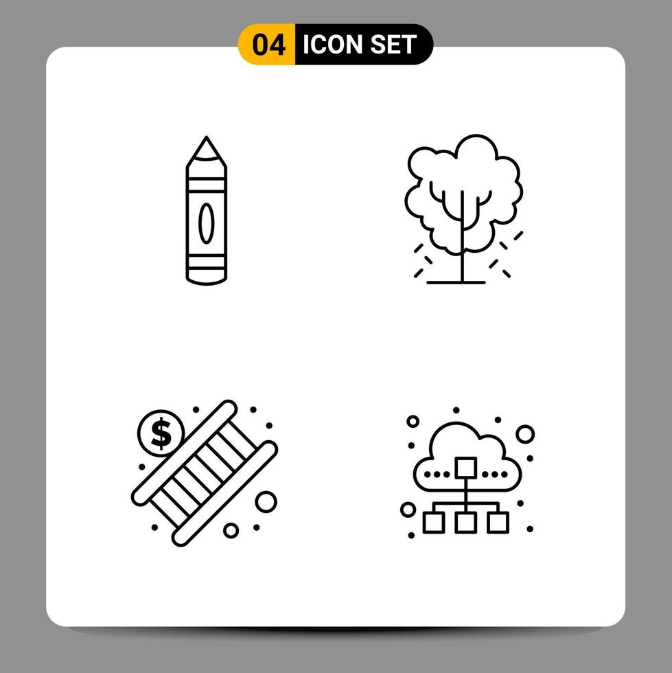 4 zwart icoon pak schets symbolen tekens voor snel reagerend ontwerpen Aan wit achtergrond 4 pictogrammen reeks vector