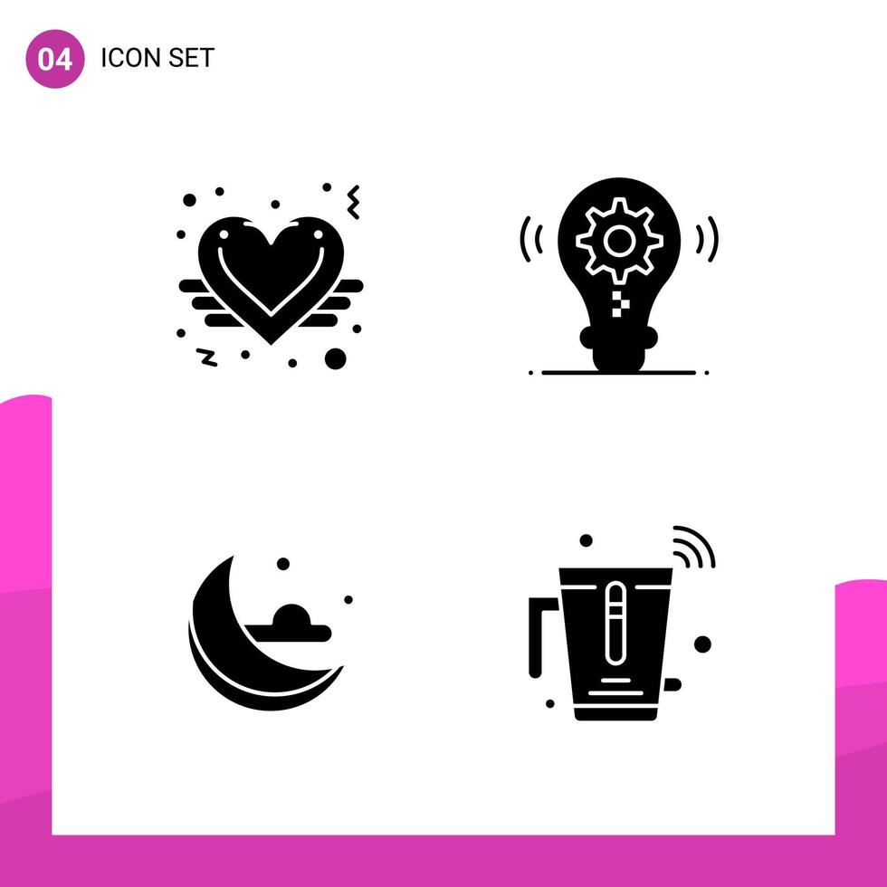 glyph icoon reeks pak van 4 solide pictogrammen geïsoleerd Aan wit achtergrond voor snel reagerend website ontwerp afdrukken en mobiel toepassingen vector