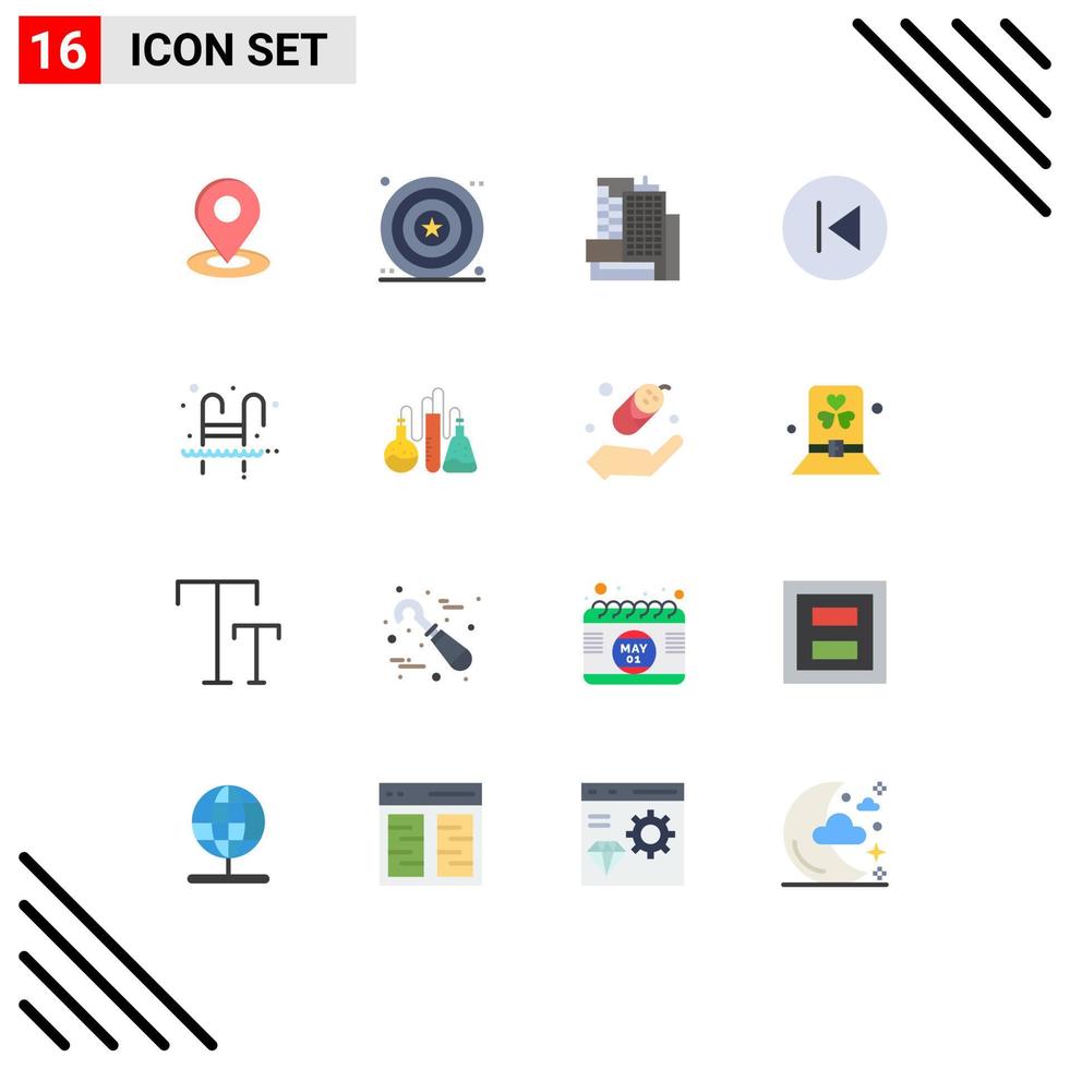 voorraad vector icoon pak van 16 lijn tekens en symbolen voor zwembad muziek- gebouw pijlen links pijl links bewerkbare pak van creatief vector ontwerp elementen