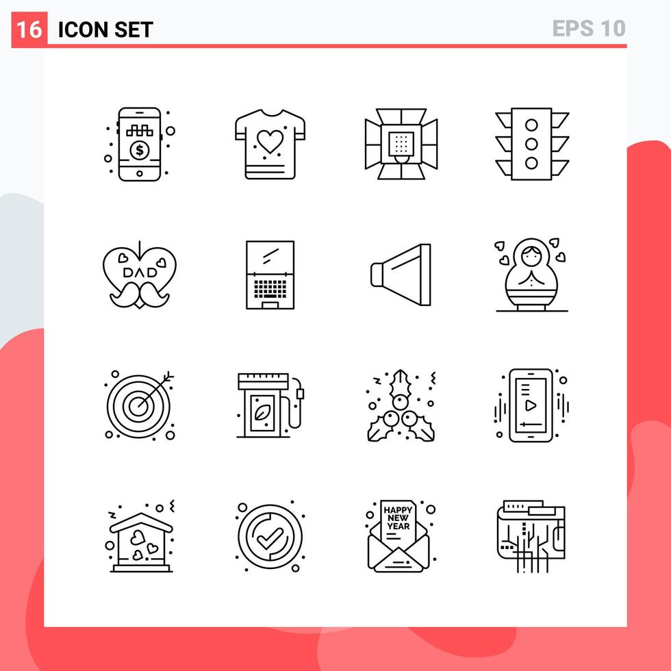 verzameling van 16 vector pictogrammen in lijn stijl modern schets symbolen voor web en mobiel lijn icoon teken geïsoleerd Aan wit achtergrond 16 pictogrammen