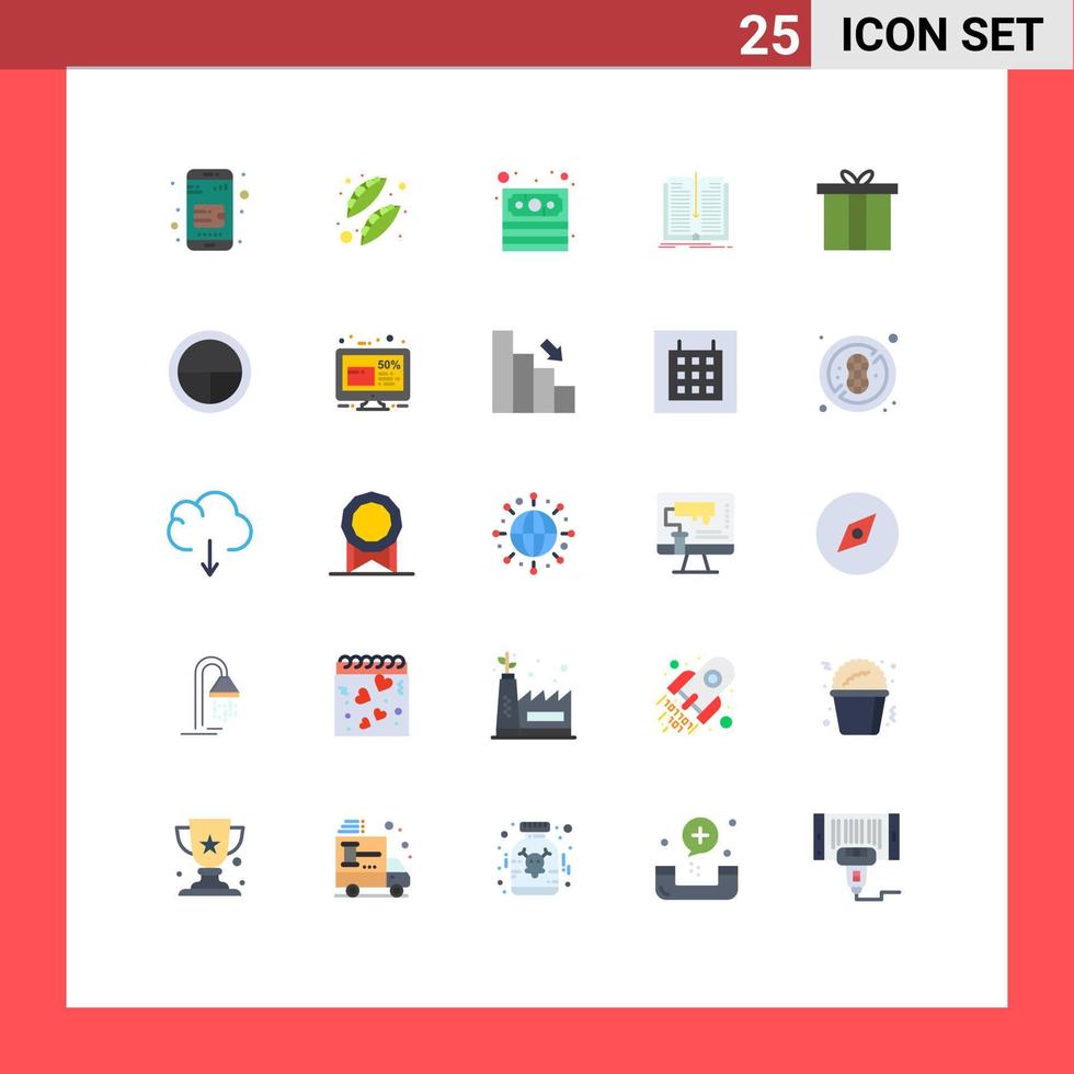 modern reeks van 25 vlak kleuren pictogram van geschenk doos geld accessoires overboeking bewerkbare vector ontwerp elementen