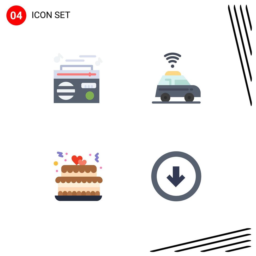 4 gebruiker koppel vlak icoon pak van modern tekens en symbolen van radio bruiloft audio kaart pijl bewerkbare vector ontwerp elementen