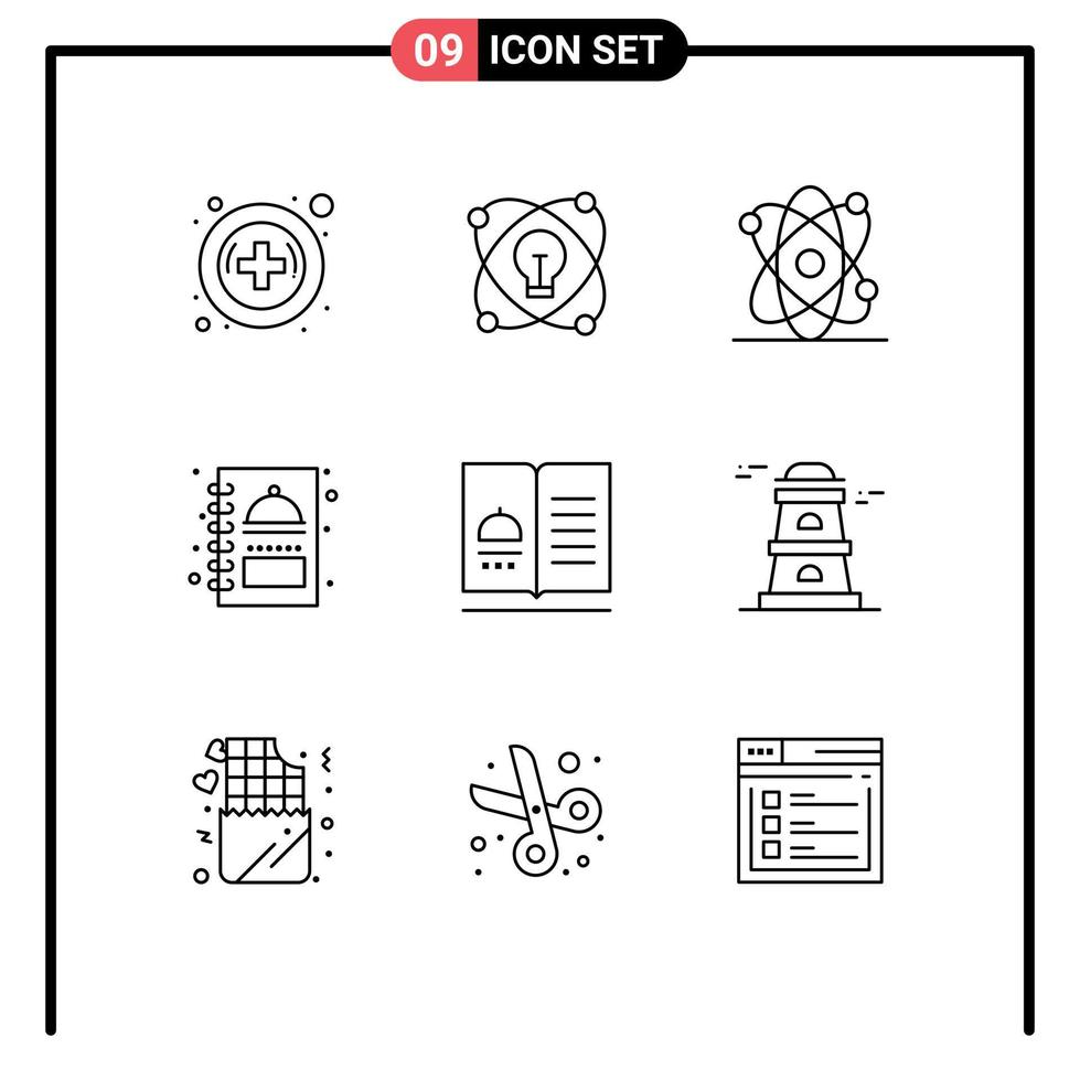 9 gebruiker koppel schets pak van modern tekens en symbolen van recepten voedsel energie kookboek menu boek bewerkbare vector ontwerp elementen