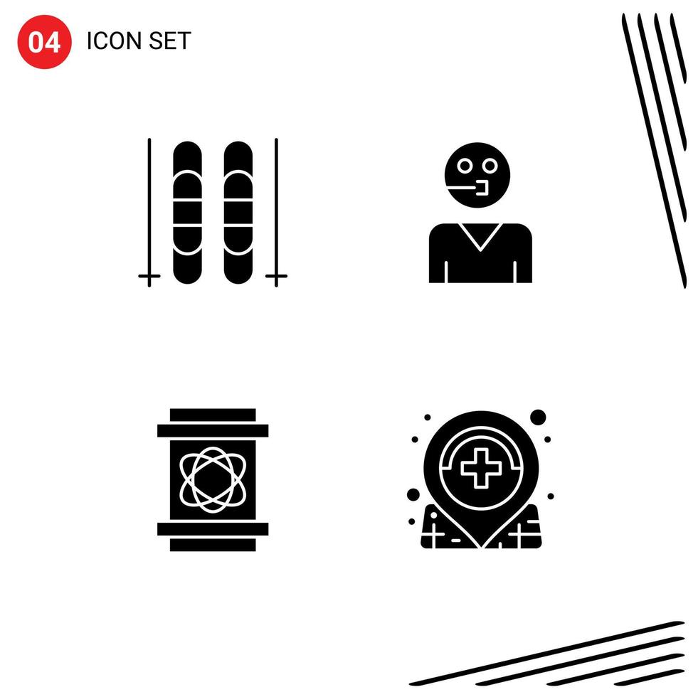 modern reeks van 4 solide glyphs en symbolen zo net zo ijs Gevaar avatar ondersteuning ruimte bewerkbare vector ontwerp elementen