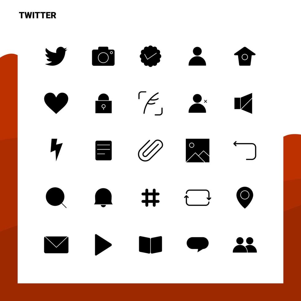 25 twitter icoon reeks solide glyph icoon vector illustratie sjabloon voor web en mobiel ideeën voor bedrijf bedrijf