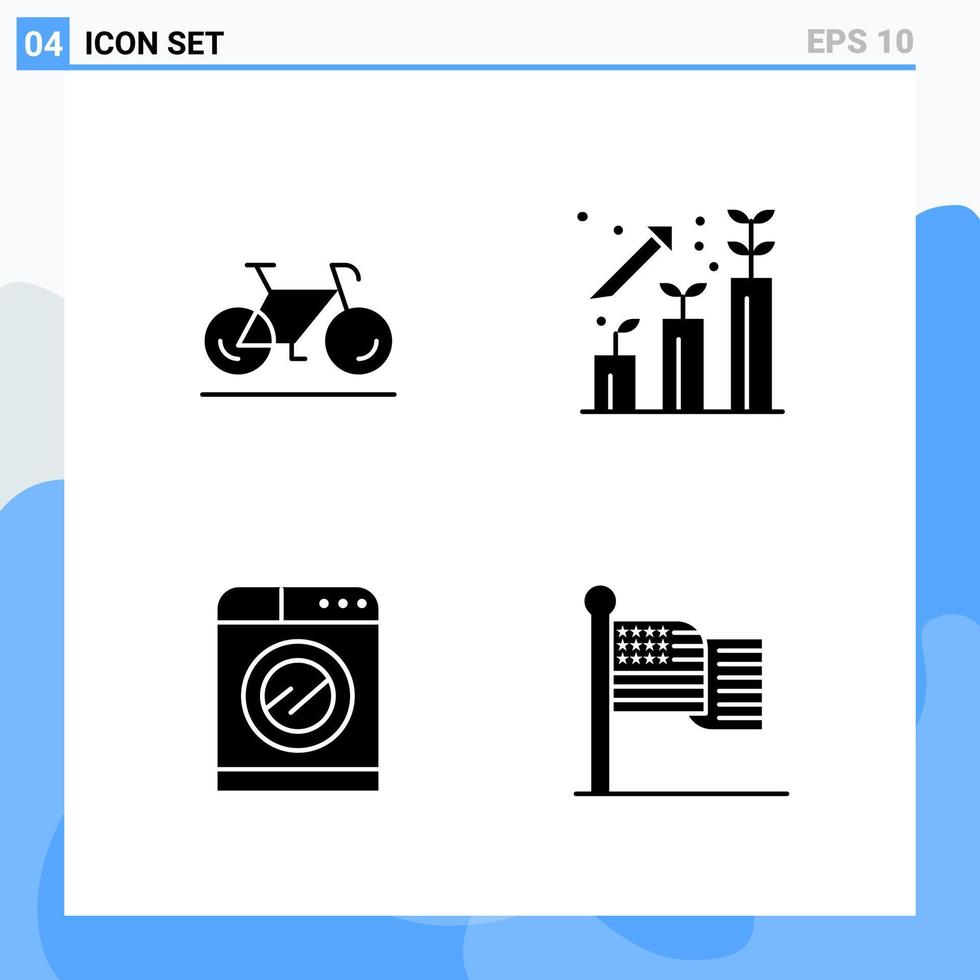 modern 4 solide stijl pictogrammen glyph symbolen voor algemeen gebruik creatief solide icoon teken geïsoleerd Aan wit achtergrond 4 pictogrammen pak vector