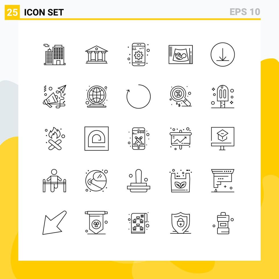 pak van 25 modern lijnen tekens en symbolen voor web afdrukken media zo net zo downloaden echografie mobiel baby zwangerschap bewerkbare vector ontwerp elementen