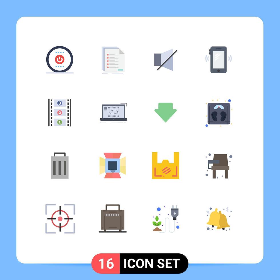 16 thematisch vector vlak kleuren en bewerkbare symbolen van signalen mobiel registratie slim telefoon twitter bewerkbare pak van creatief vector ontwerp elementen
