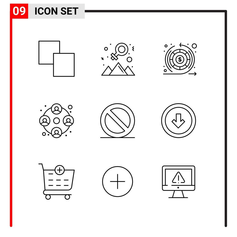 9 algemeen pictogrammen voor website ontwerp afdrukken en mobiel apps 9 schets symbolen tekens geïsoleerd Aan wit achtergrond 9 icoon pak vector