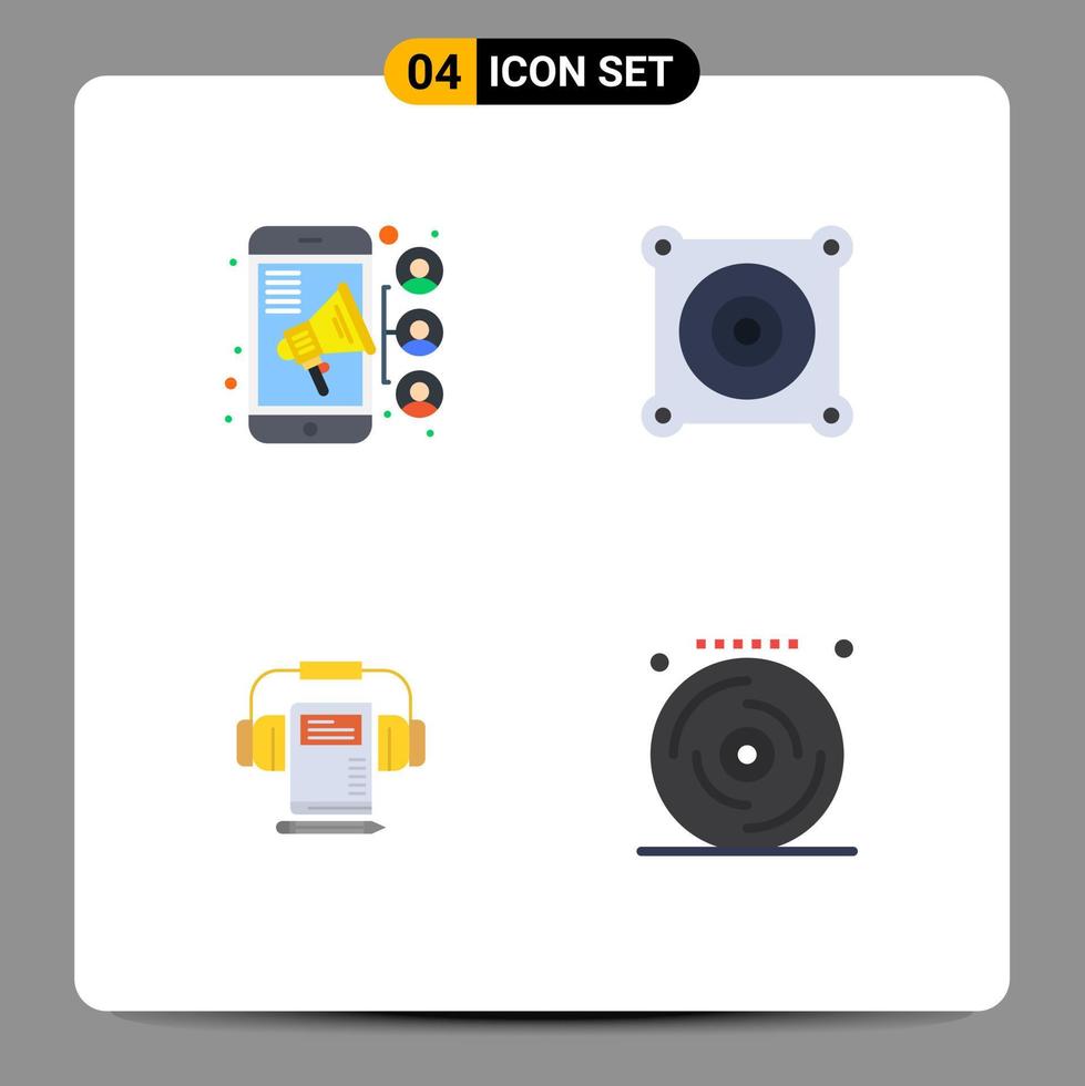 reeks van 4 modern ui pictogrammen symbolen tekens voor verbinding koptelefoon contact ventilator verjaardag bewerkbare vector ontwerp elementen