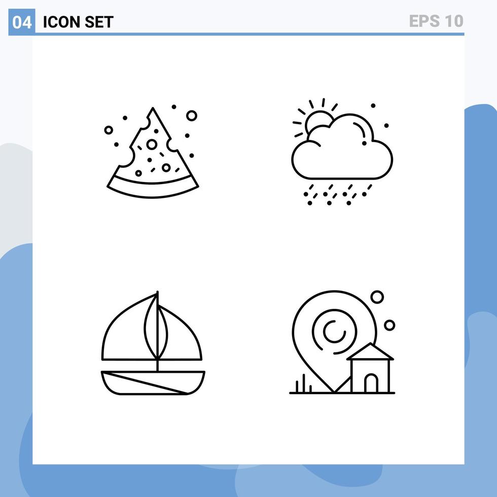 4 gebruiker koppel lijn pak van modern tekens en symbolen van pizza plaats wolk strand huis bewerkbare vector ontwerp elementen