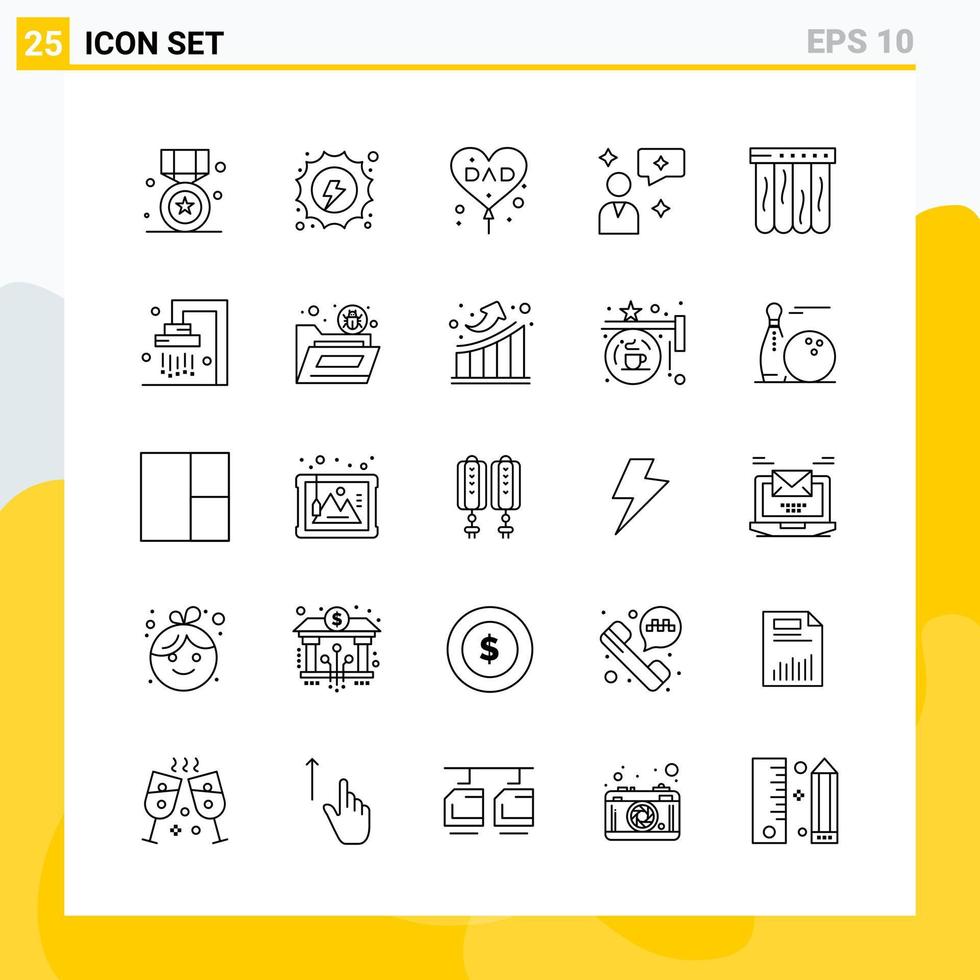 verzameling van 25 universeel lijn pictogrammen icoon reeks voor web en mobiel vector