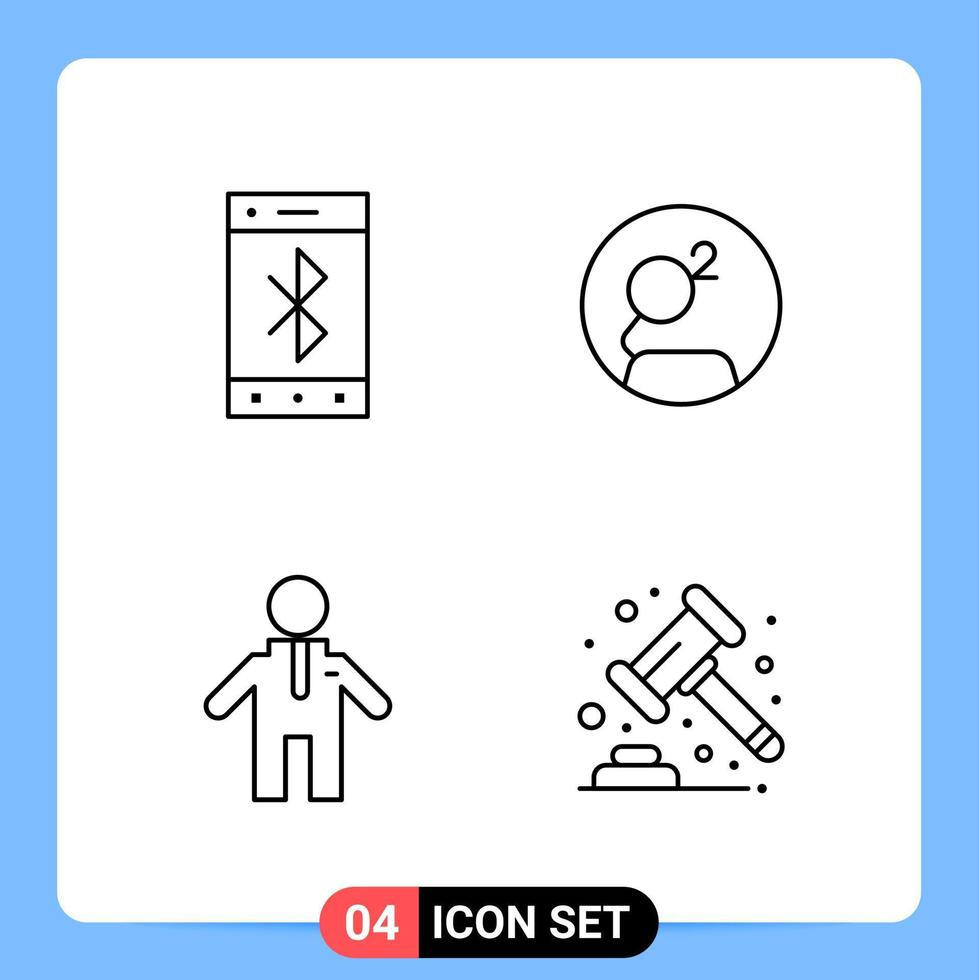 4 lijn zwart icoon pak schets symbolen voor mobiel apps geïsoleerd Aan wit achtergrond 4 pictogrammen reeks vector
