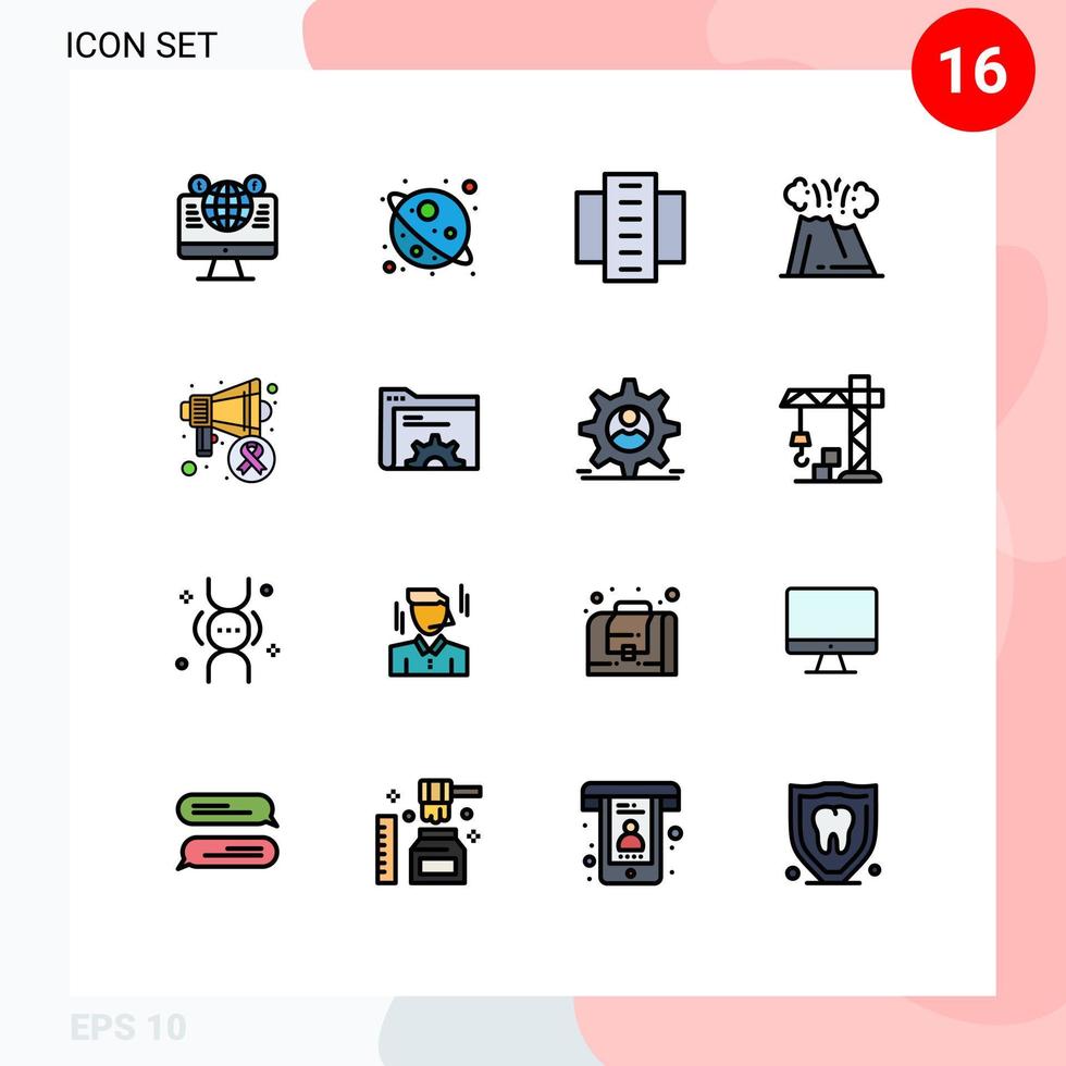 reeks van 16 modern ui pictogrammen symbolen tekens voor ramp vulkaan appartementen uitbarsting woon- flats bewerkbare creatief vector ontwerp elementen