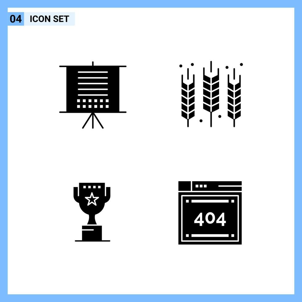 4 pictogrammen solide stijl creatief glyph symbolen zwart solide icoon teken geïsoleerd Aan wit achtergrond vector